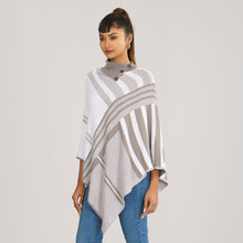 Load image into Gallery viewer, Women&#39;s White &amp; Grey Checked Poncho
