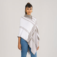 Load image into Gallery viewer, Women&#39;s White &amp; Grey Checked Poncho
