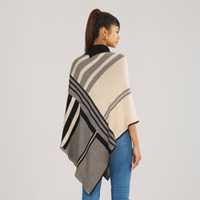 Load image into Gallery viewer, Women&#39;s Black &amp; Beige Checked Poncho
