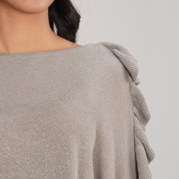 LADIES PONCHO-GREY