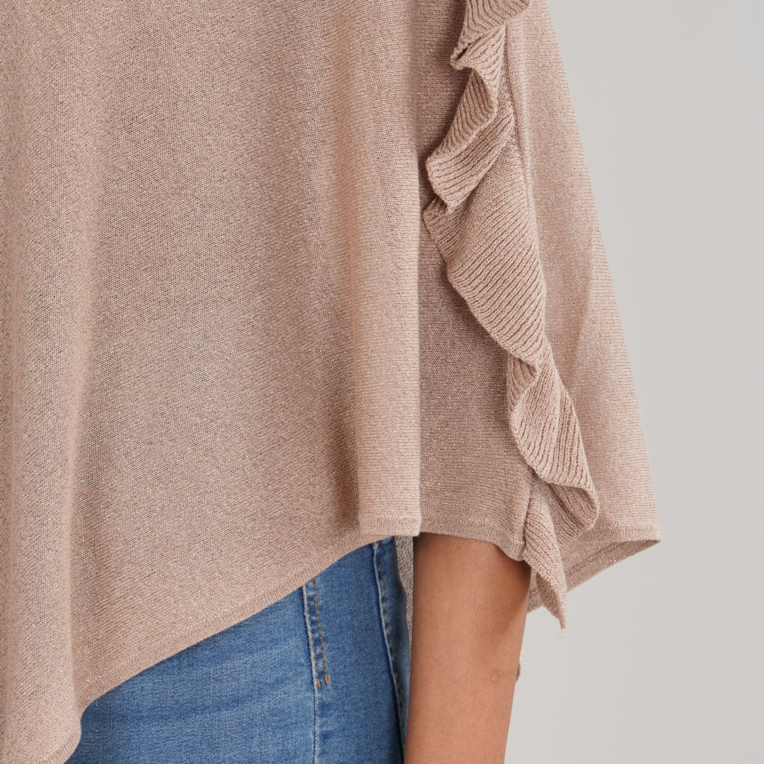LADIES PONCHO-BEIGE