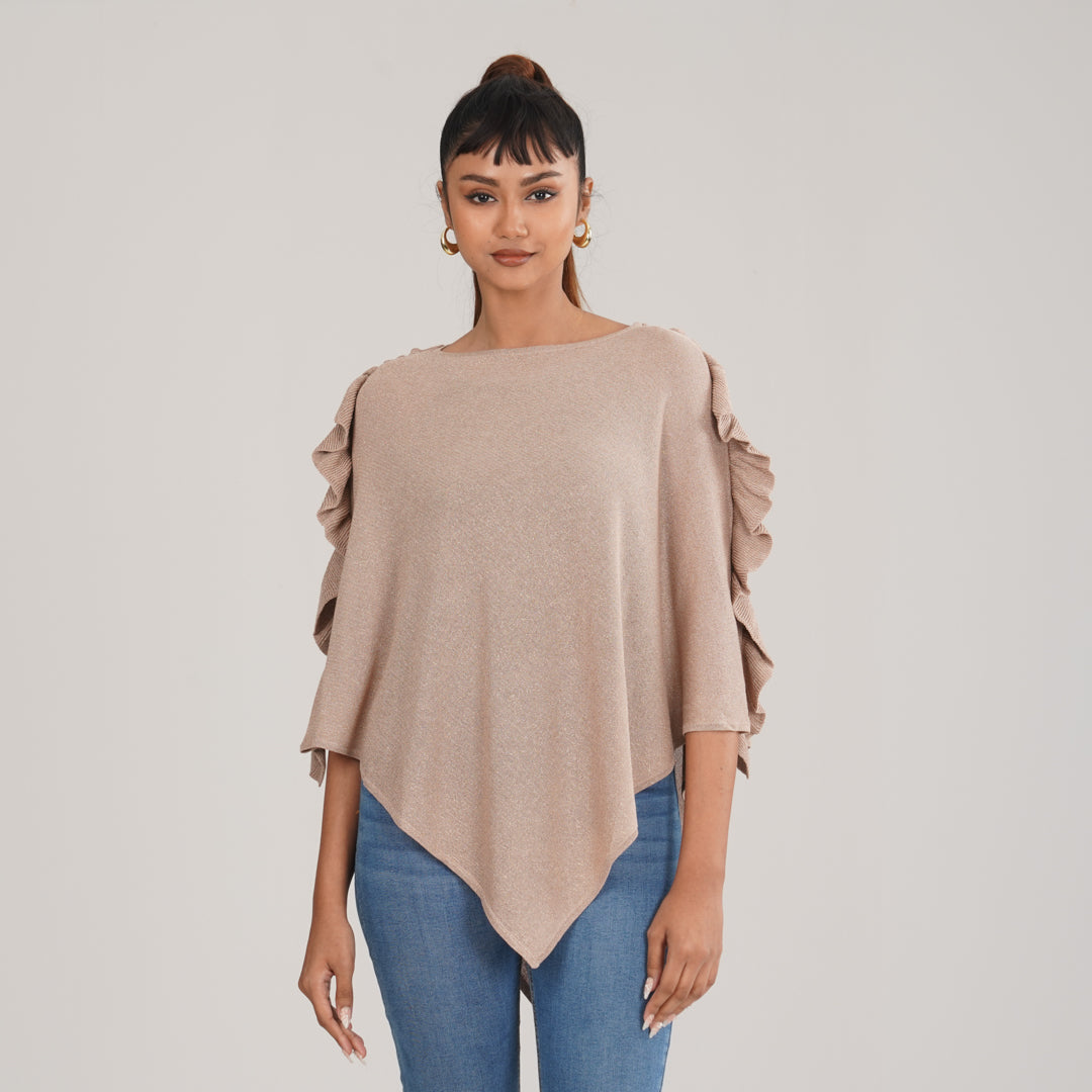 LADIES PONCHO-BEIGE