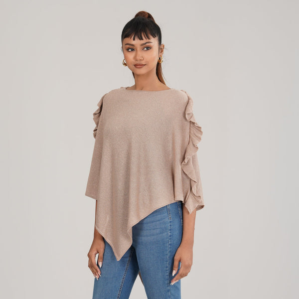 LADIES PONCHO-BEIGE