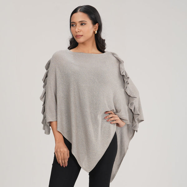 LADIES PONCHO-GREY