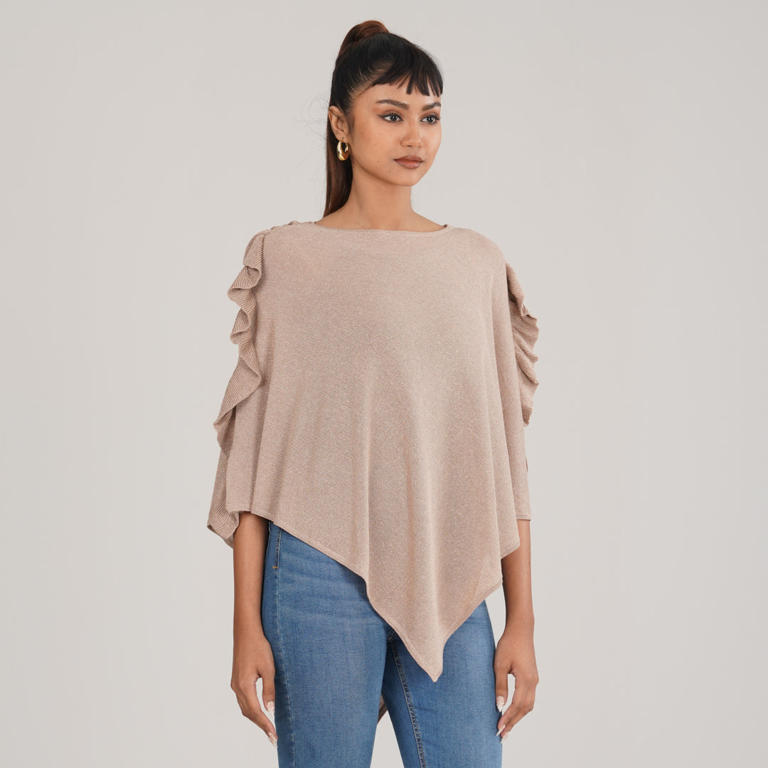 LADIES PONCHO-BEIGE