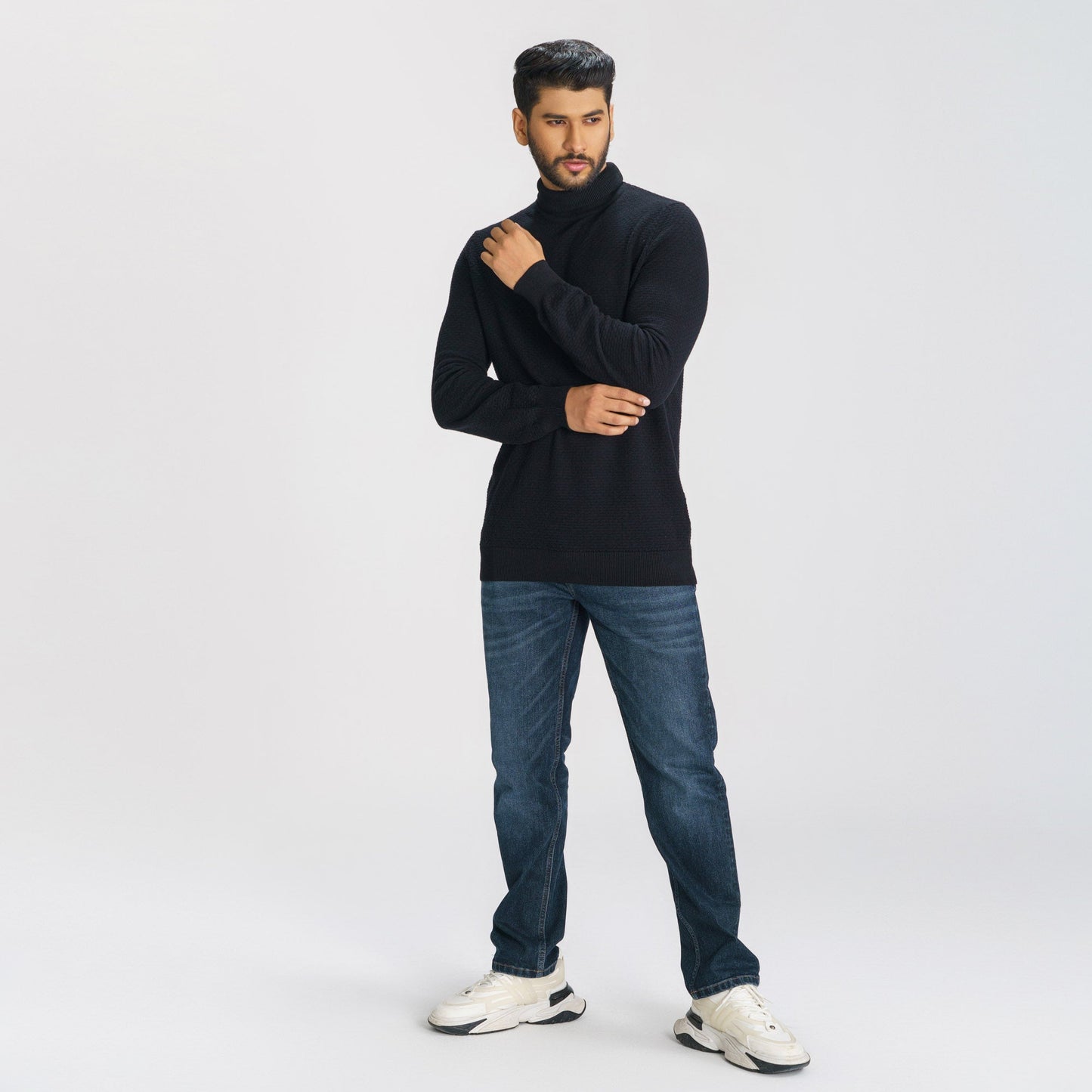 Men's Black High Neck Pullover