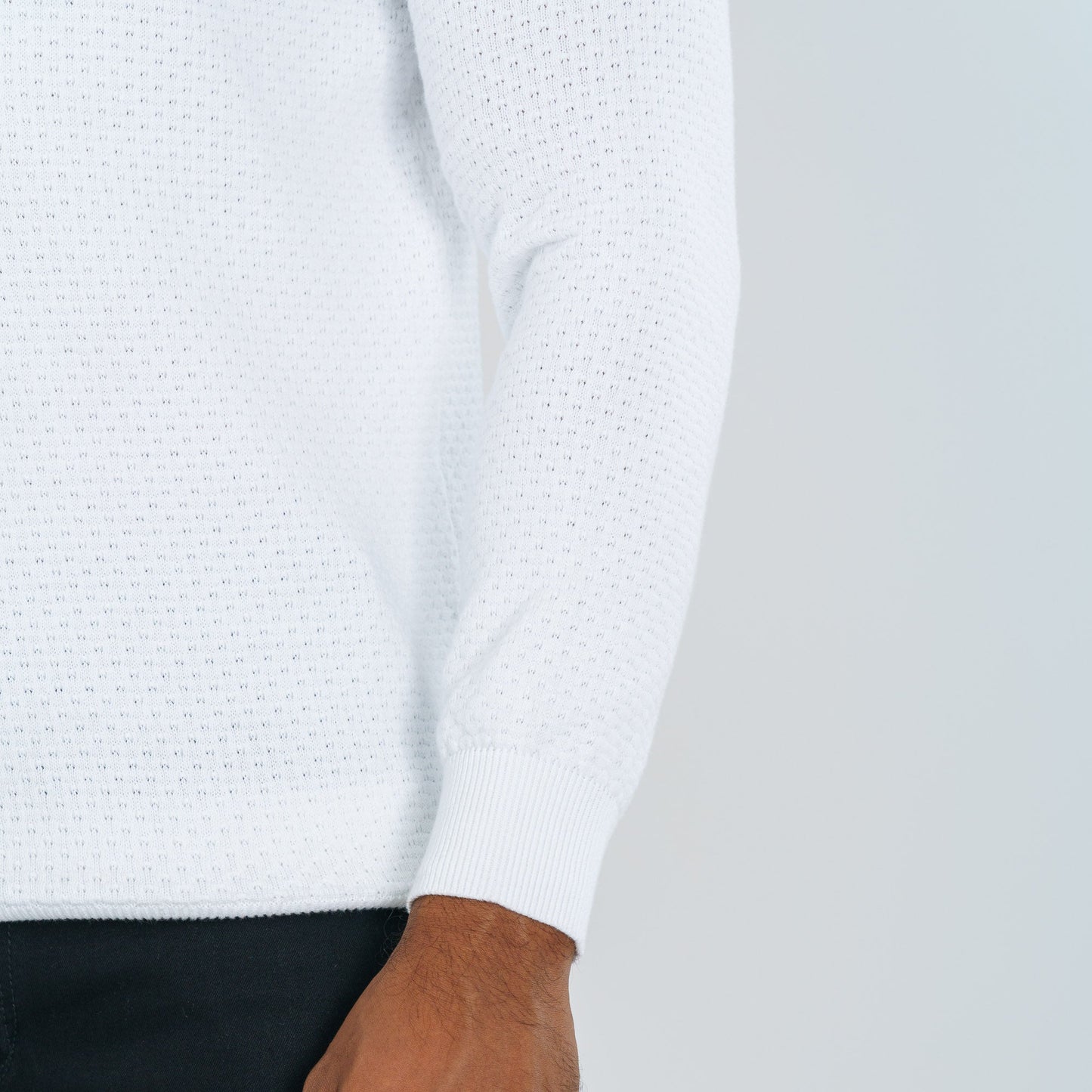 Men's White High Neck Pullover