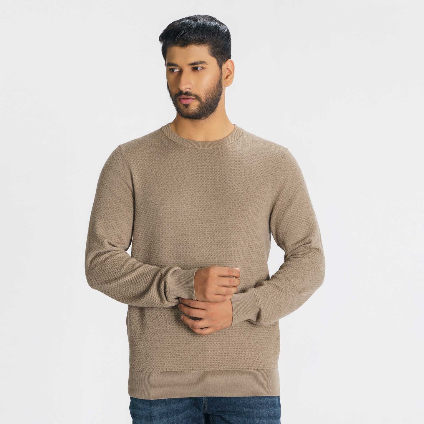 Men’s Beige Knitted Pullover