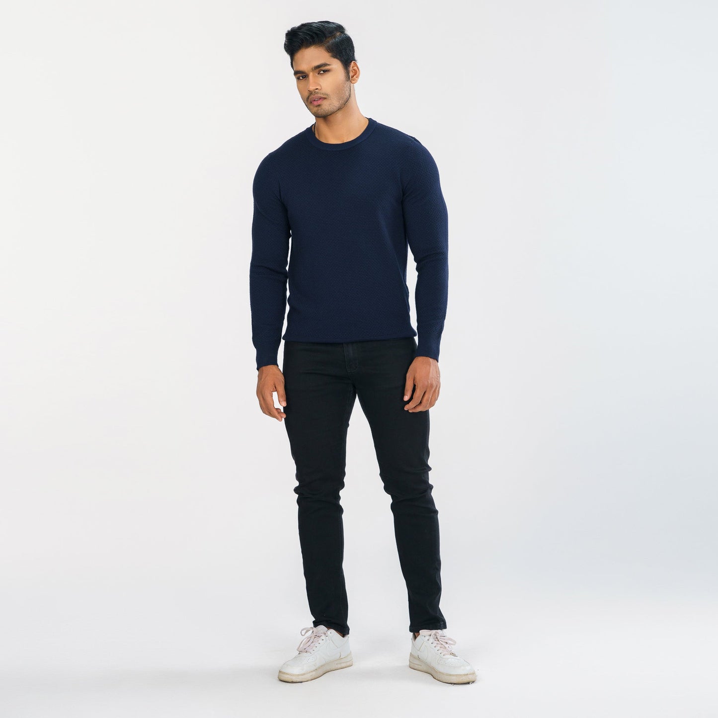 Mens Navy Knitted Pullover