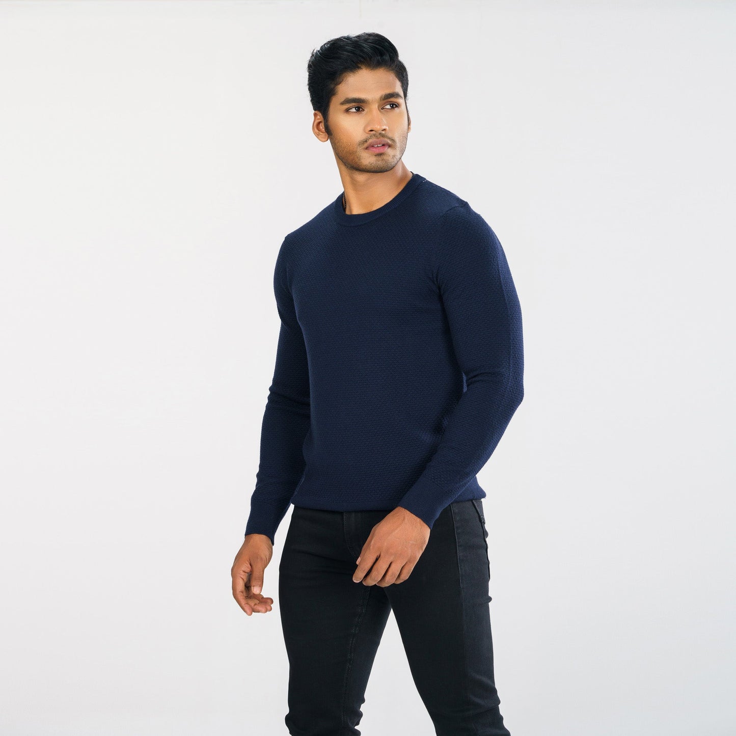Mens Navy Knitted Pullover
