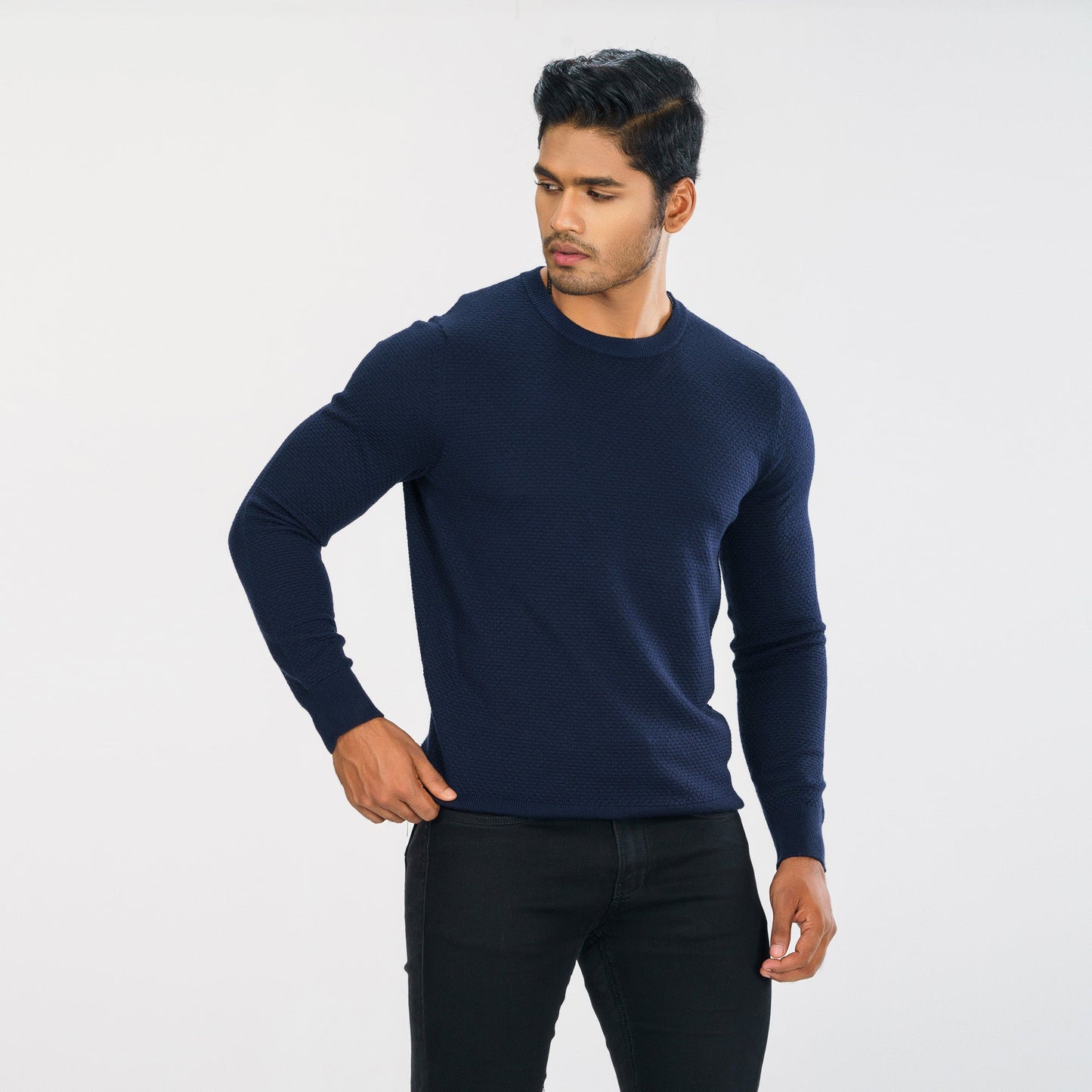 Mens Navy Knitted Pullover