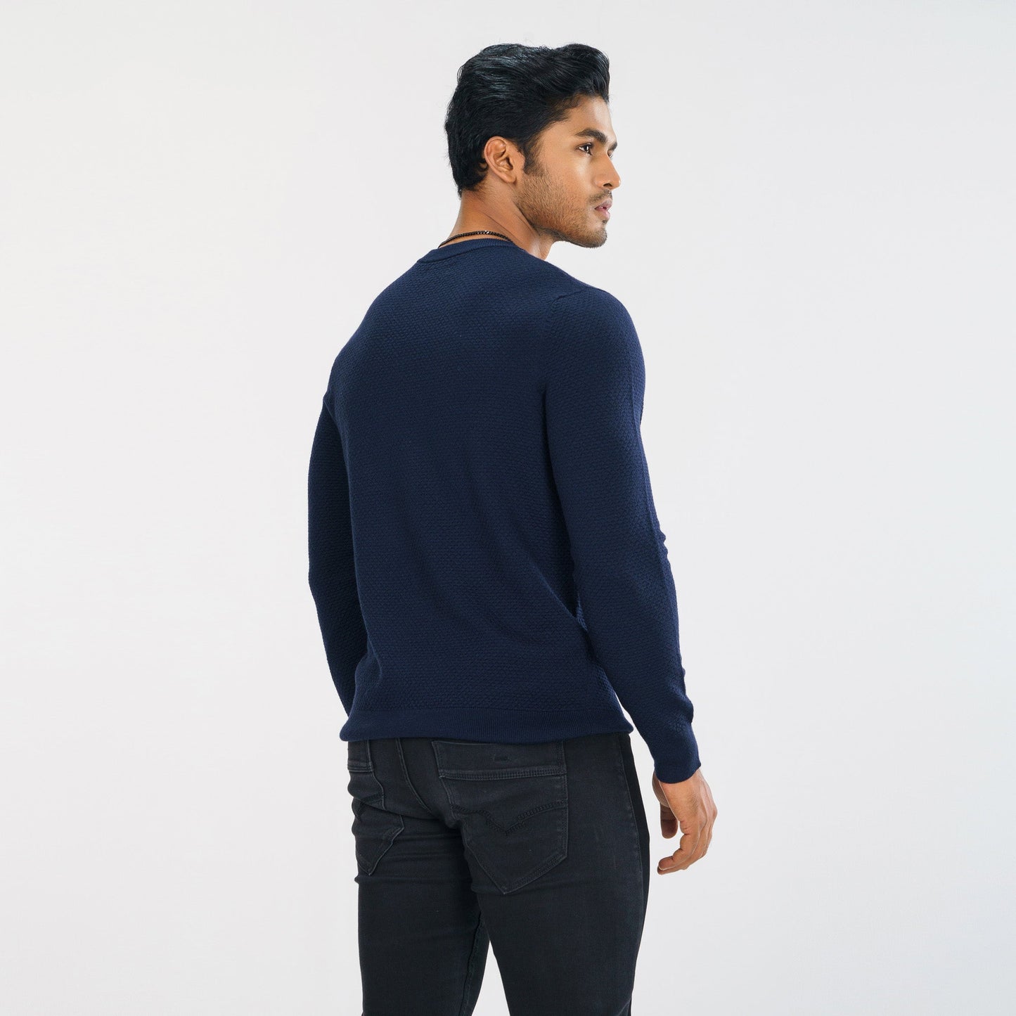 Mens Navy Knitted Pullover