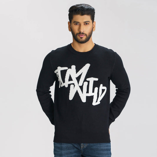 Mens Black/White Sweater Pullover
