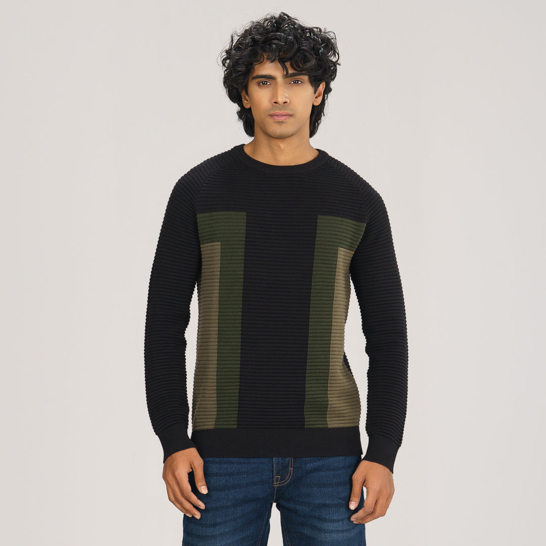 Men's Black & Olive Sweater Pullover