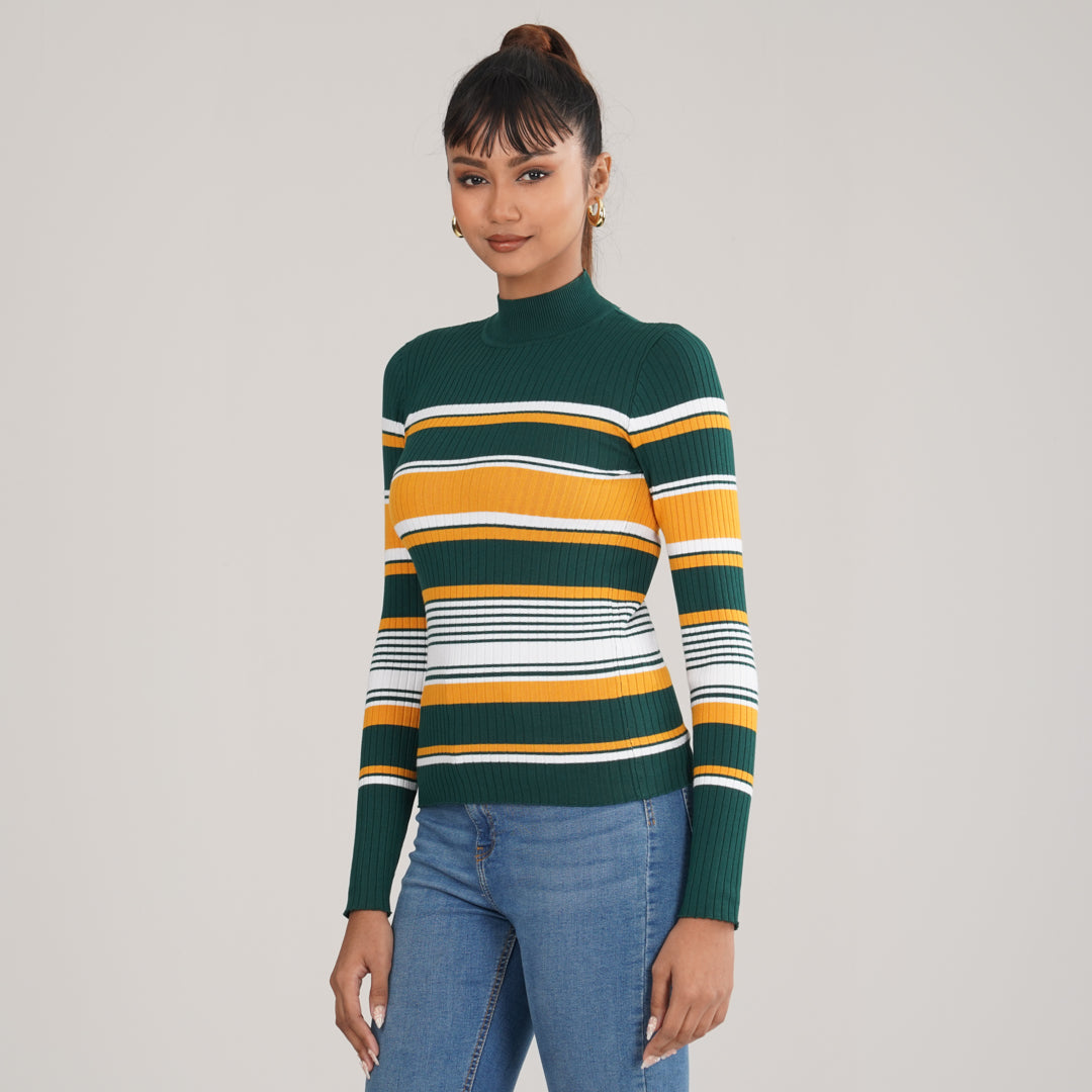 Women’s Green & Mustard Pullover
