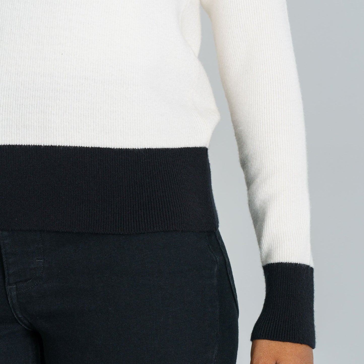 Women’s Black & White V-Neck Pullover