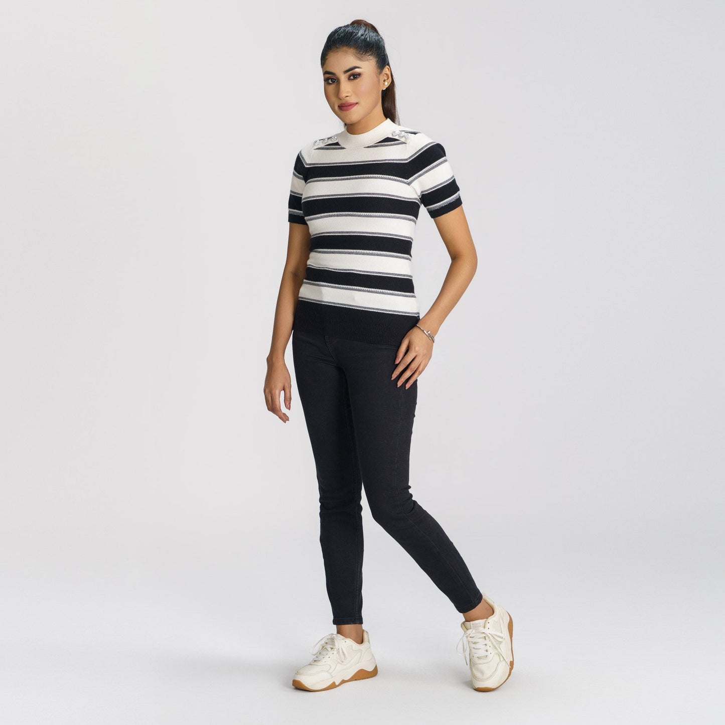 Women's Black & White Sweater