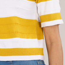 Load image into Gallery viewer, Women White &amp; Mustard Pullover
