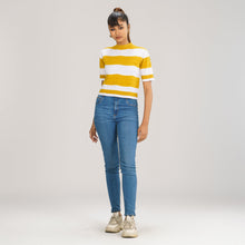 Load image into Gallery viewer, Women White &amp; Mustard Pullover
