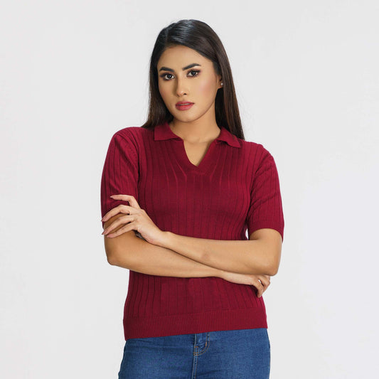 Womens Maroon Pullover