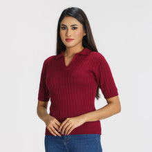 Load image into Gallery viewer, Womens Maroon Polo Sweater
