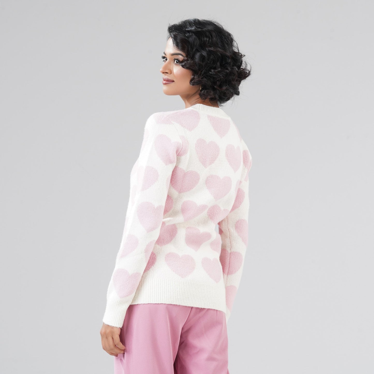 Womens White & Pink Pullover