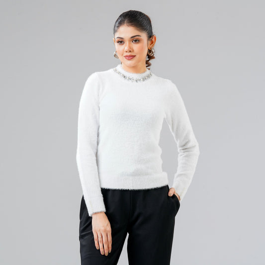 Womens White Pullover