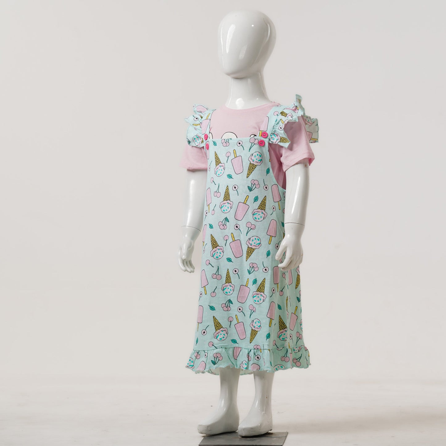 Baby Girls Pink & Aqua Romper Set