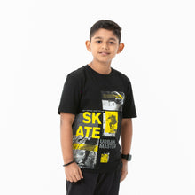 Load image into Gallery viewer, Boys Black Printed T-Shirt
