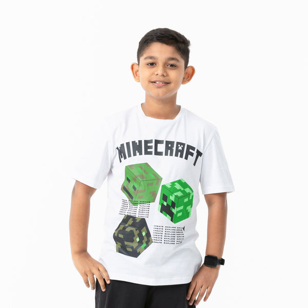 Boys White Graphic T-Shirt