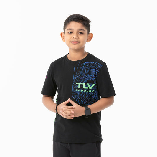 Boys Black Printed T-Shirt