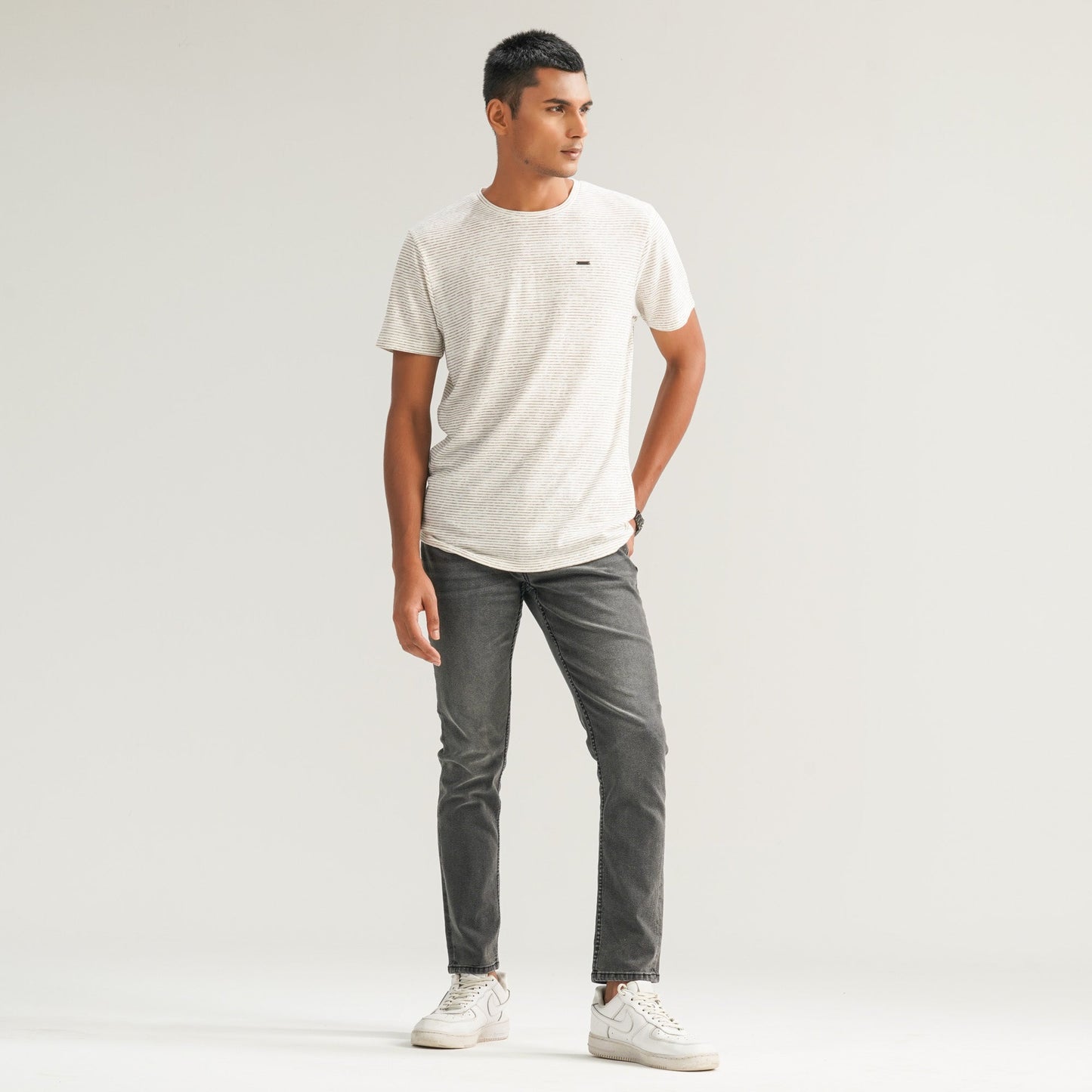 Mens White Brown T-Shirt