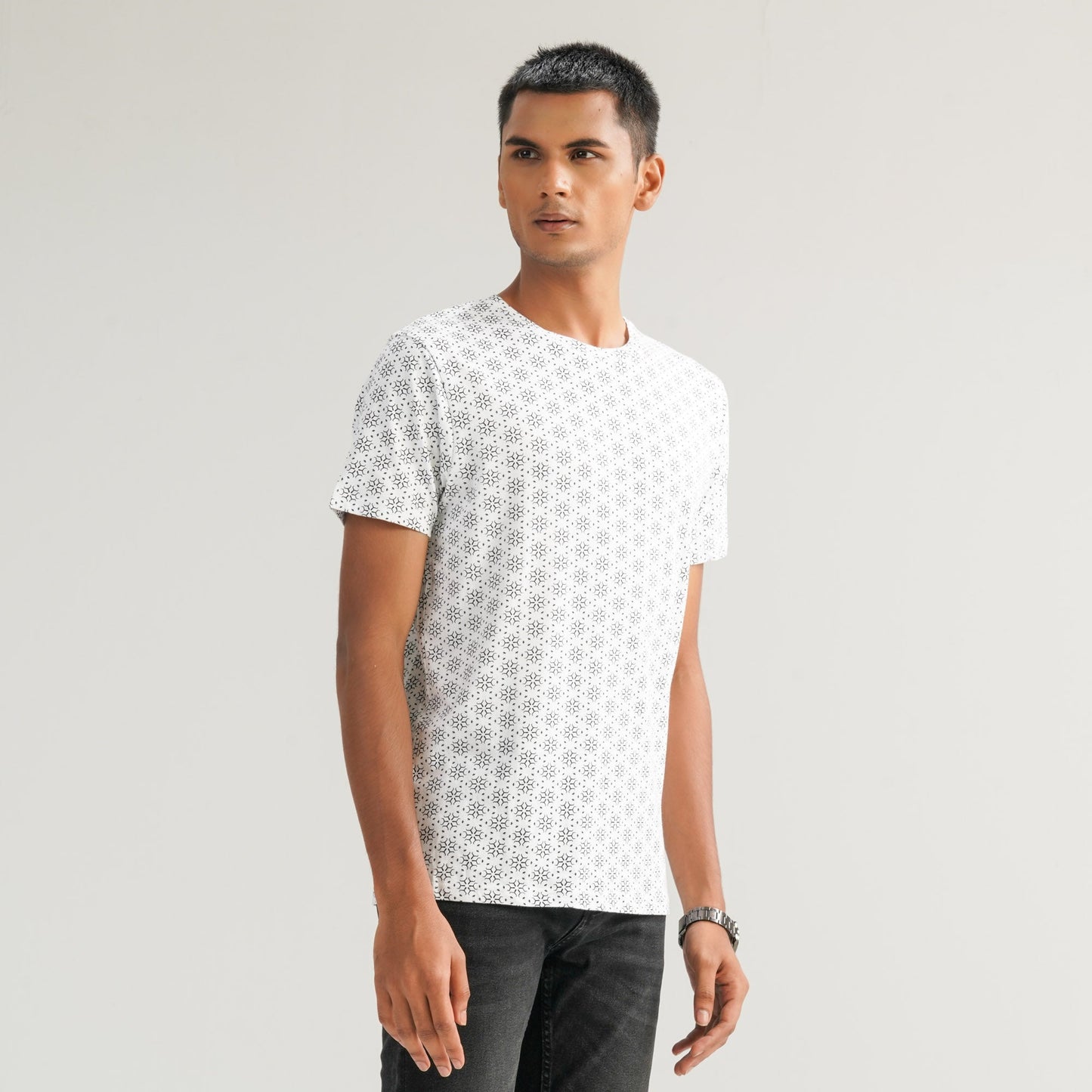 Mens Aop Black & White  T-Shirt