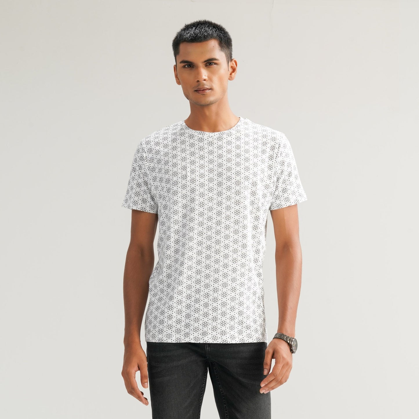 Mens Aop Black & White  T-Shirt
