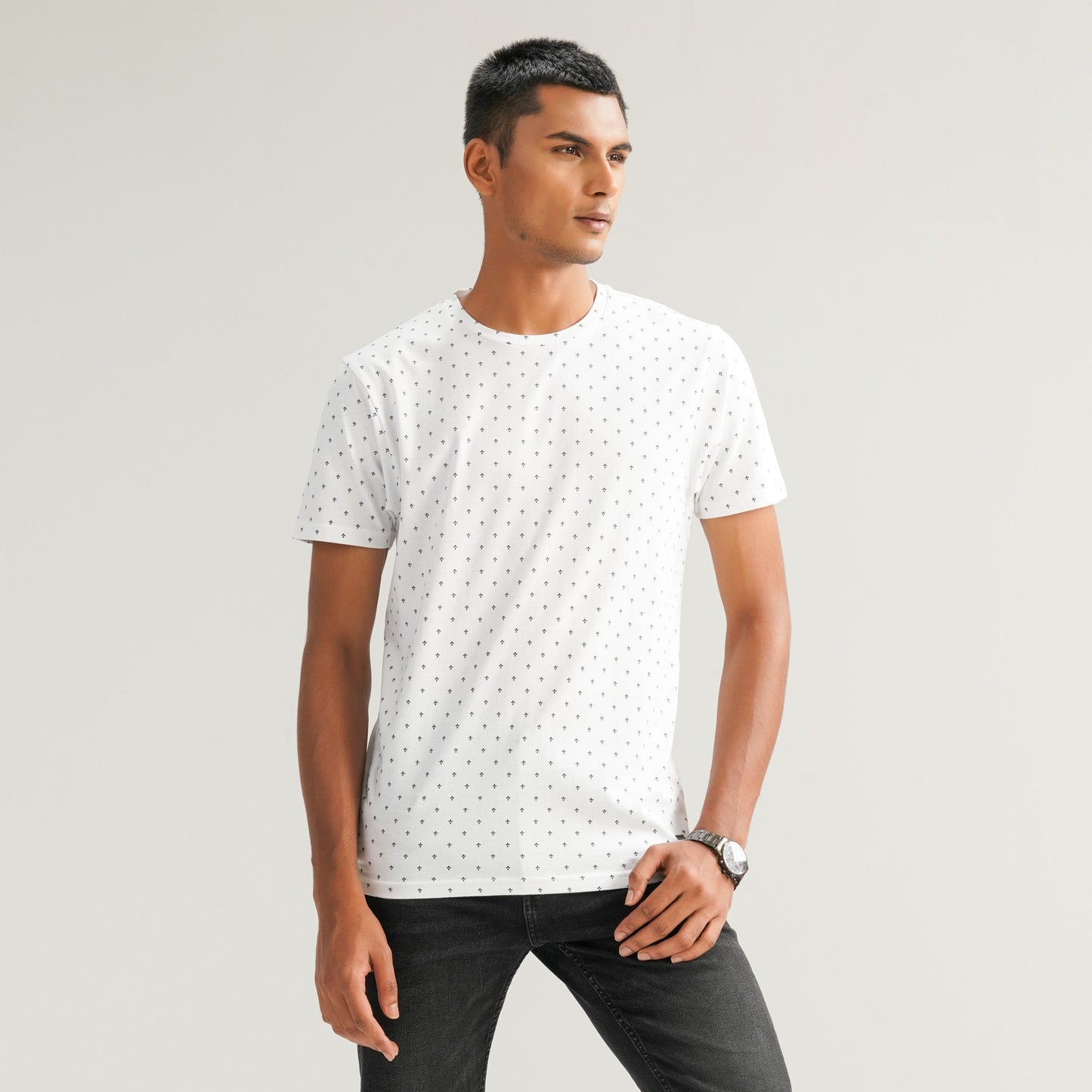 Mens White & Black T-Shirt