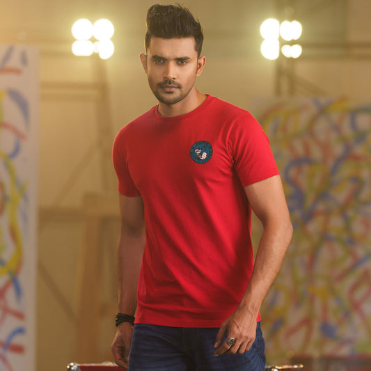Mens Cotton Red T-Shirt