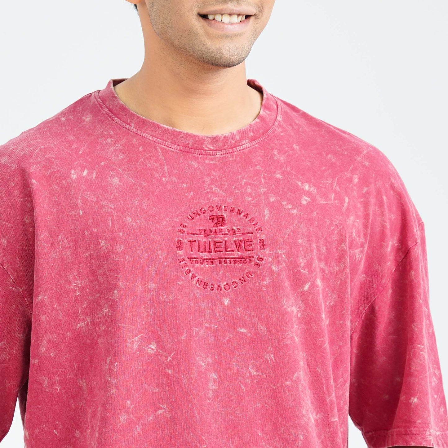 Men's Maroon Cotton  Oversized  T-Shirt