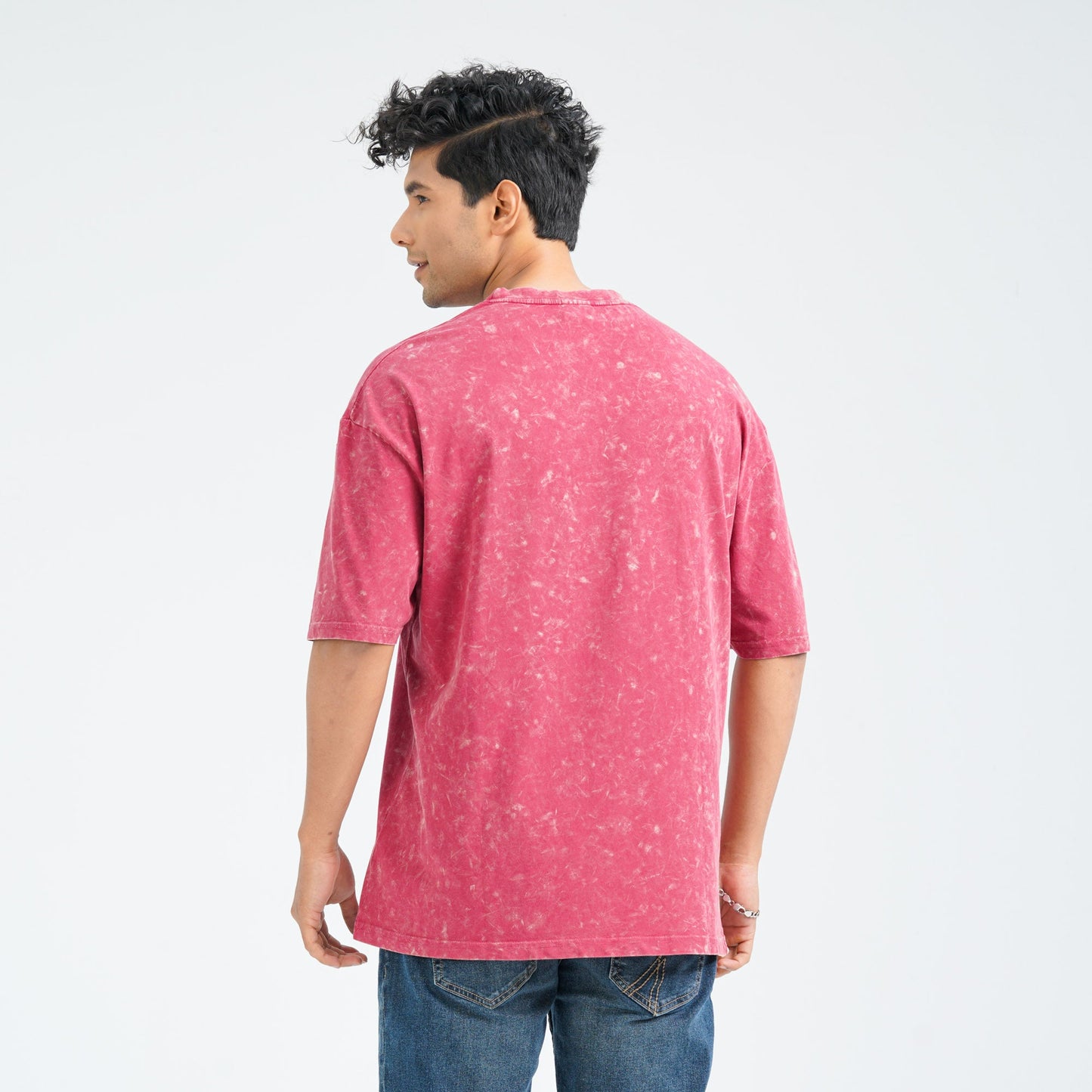 Men's Maroon Cotton  Oversized  T-Shirt