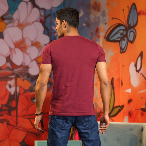 Men’s Maroon Print T-Shirt