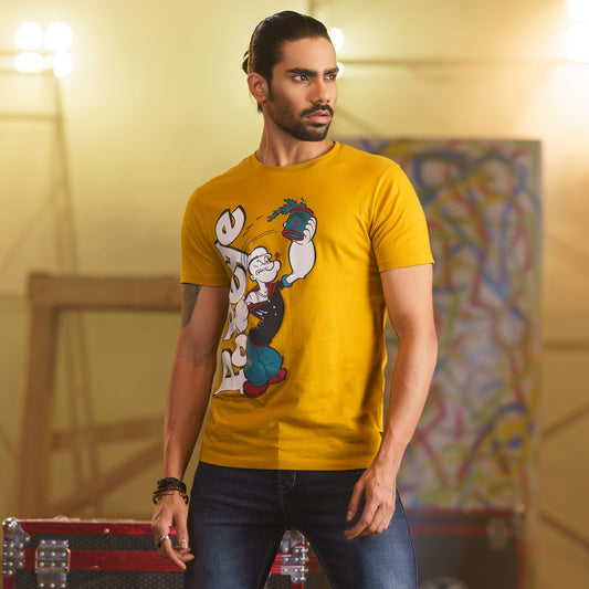 Mens T- Shirt-Yellow
