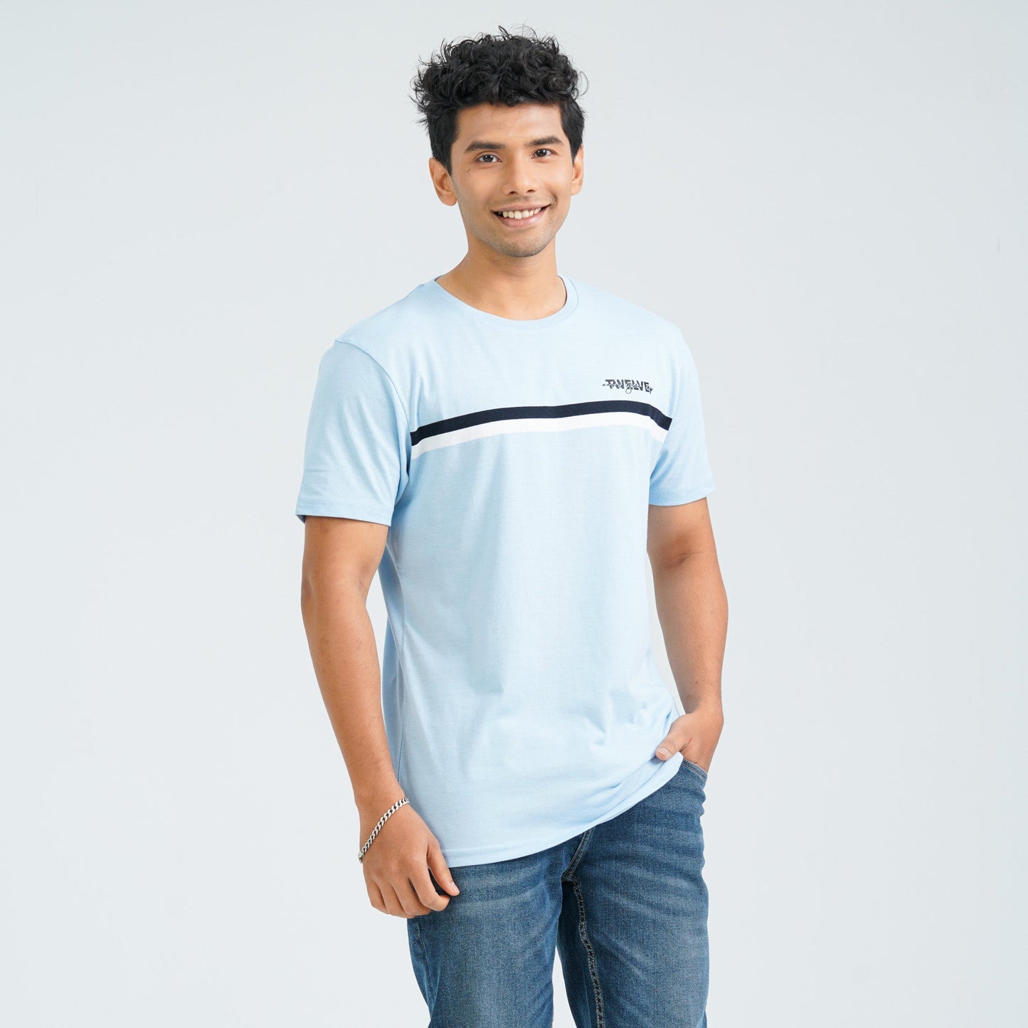 Men's Light Blue Cotton T-Shirt