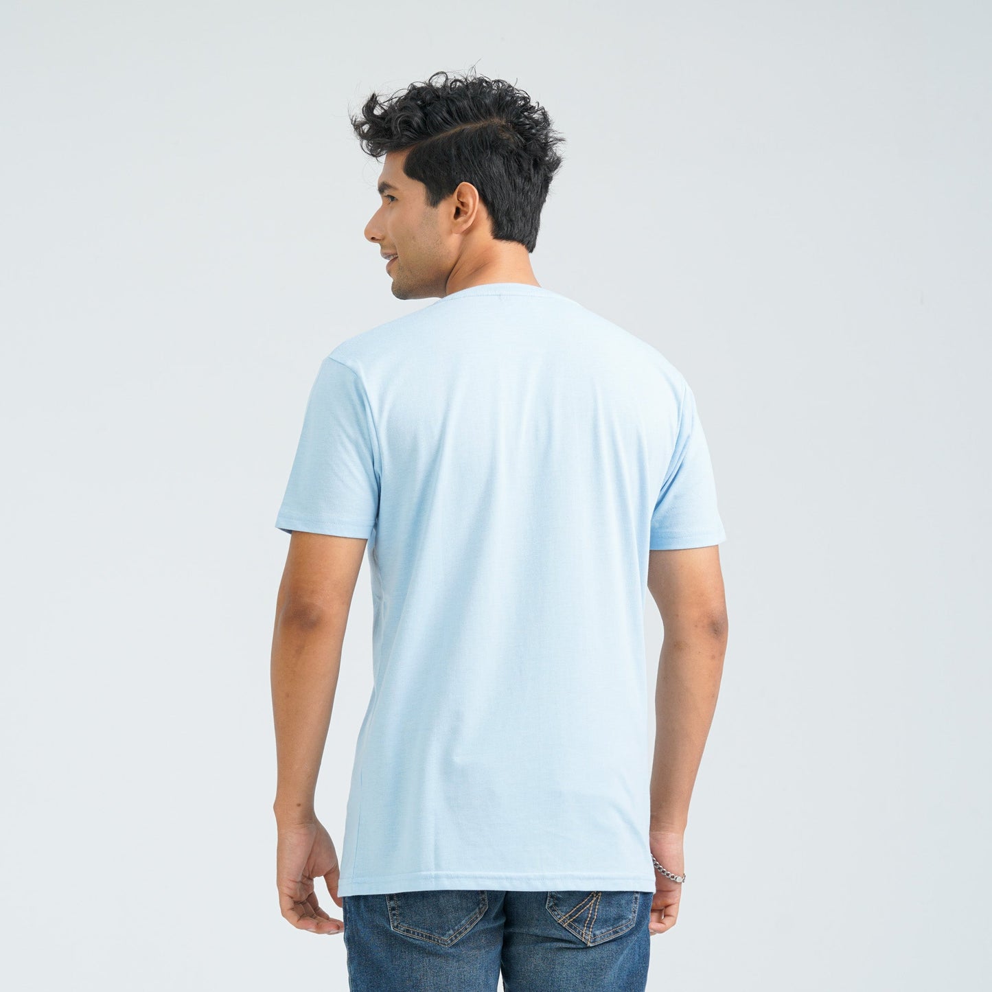 Men's Light Blue Cotton T-Shirt