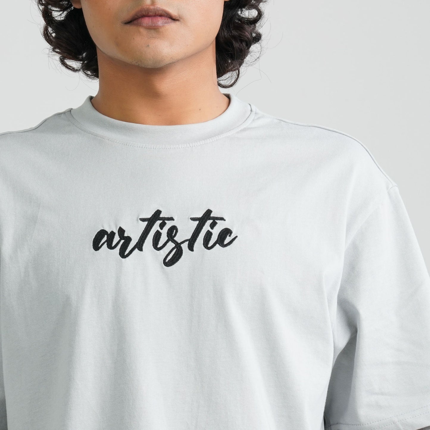 Men Grey Cotton Oversized T-Shirt