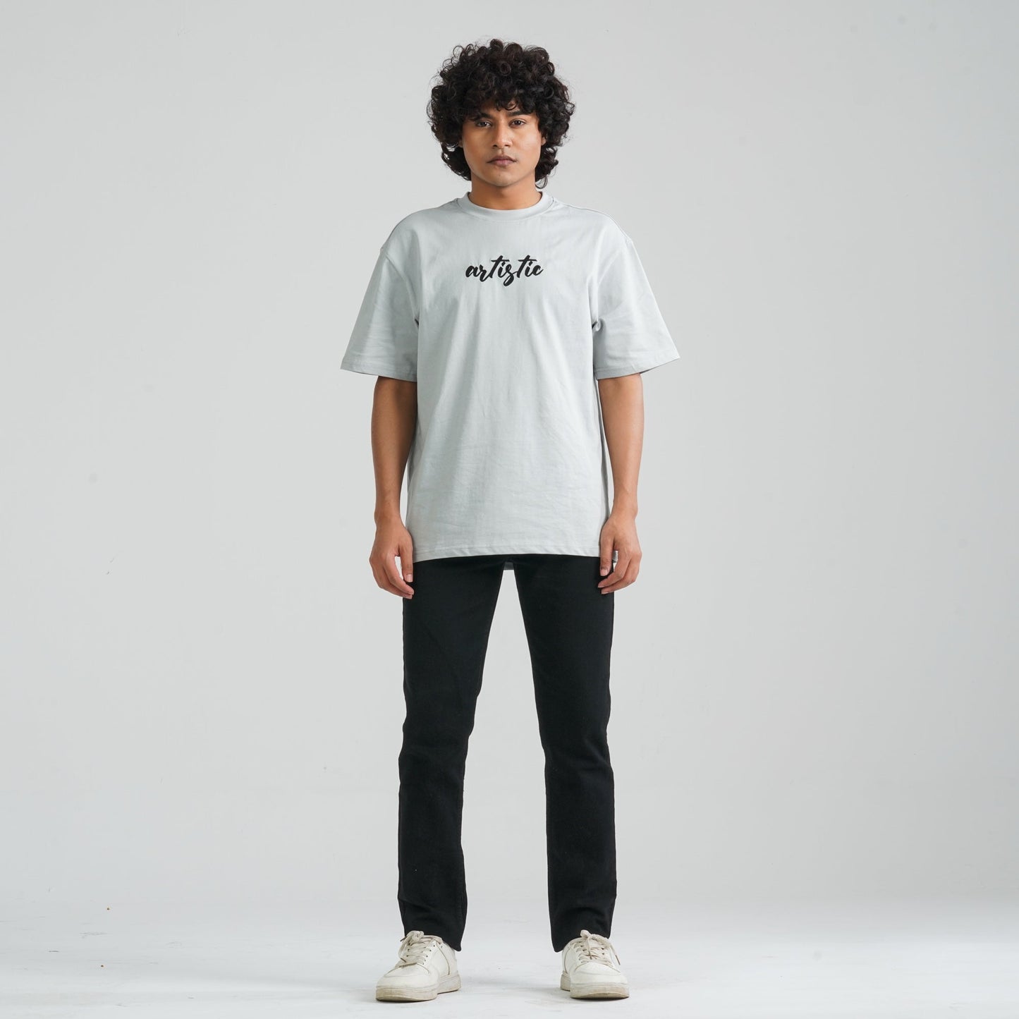 Men Grey Cotton Oversized T-Shirt