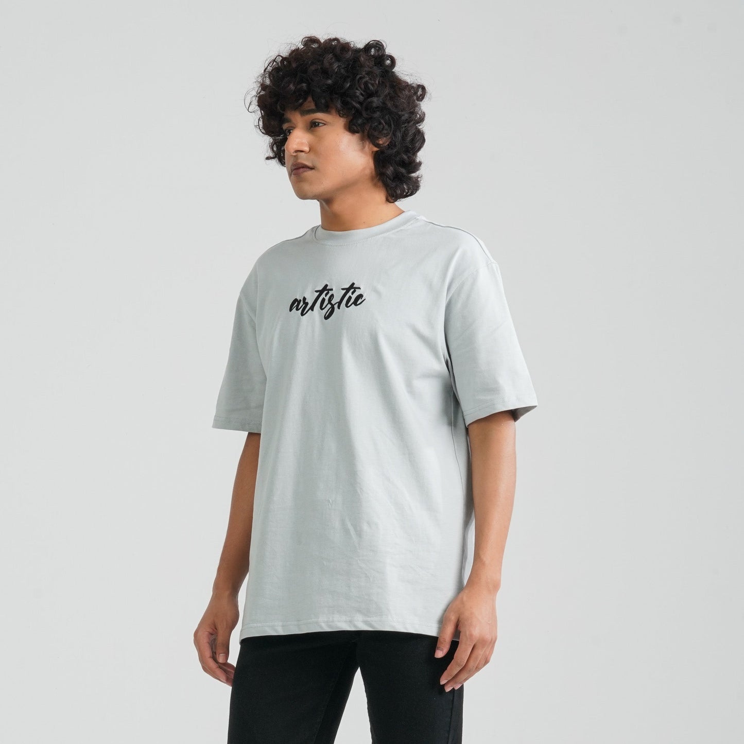 Men Grey Cotton Oversized T-Shirt