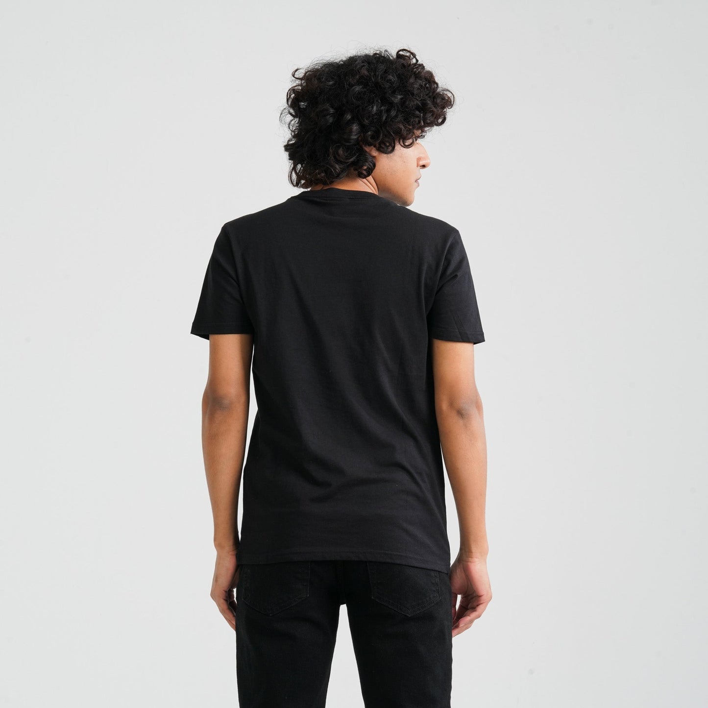 Men Black Cotton T-Shirt