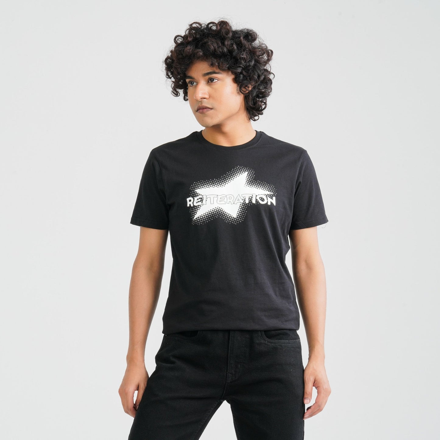 Men Black Cotton T-Shirt