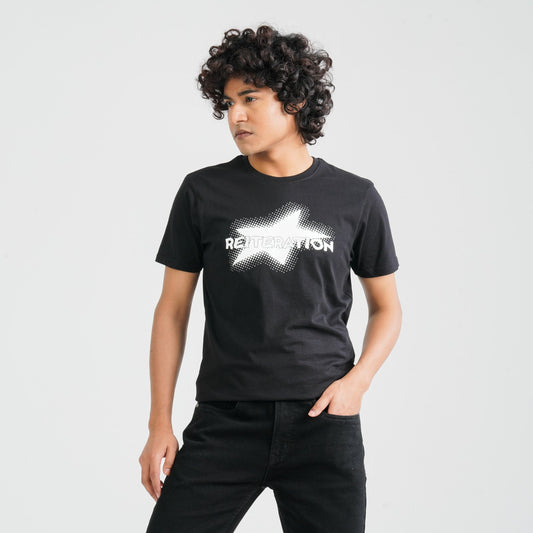 Men Black Cotton T-Shirt