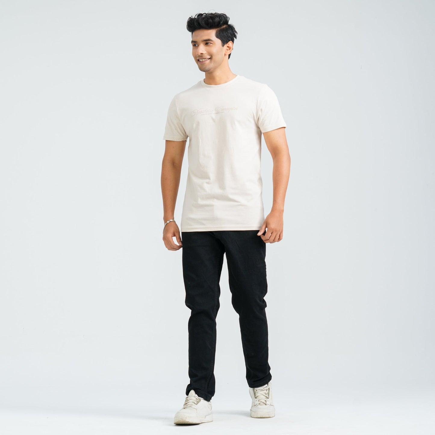 Men's Beige Cotton T-Shirt