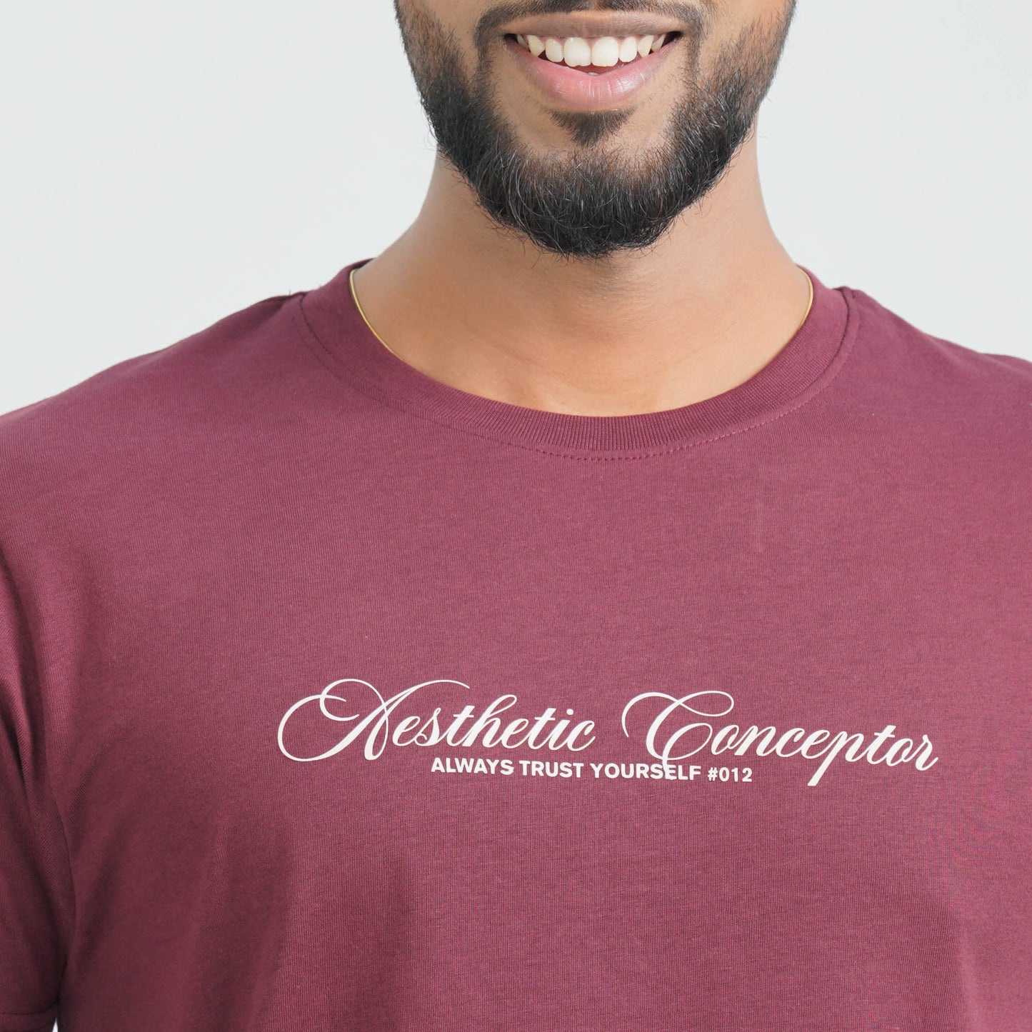 Men's Maroon Cotton T-Shirt